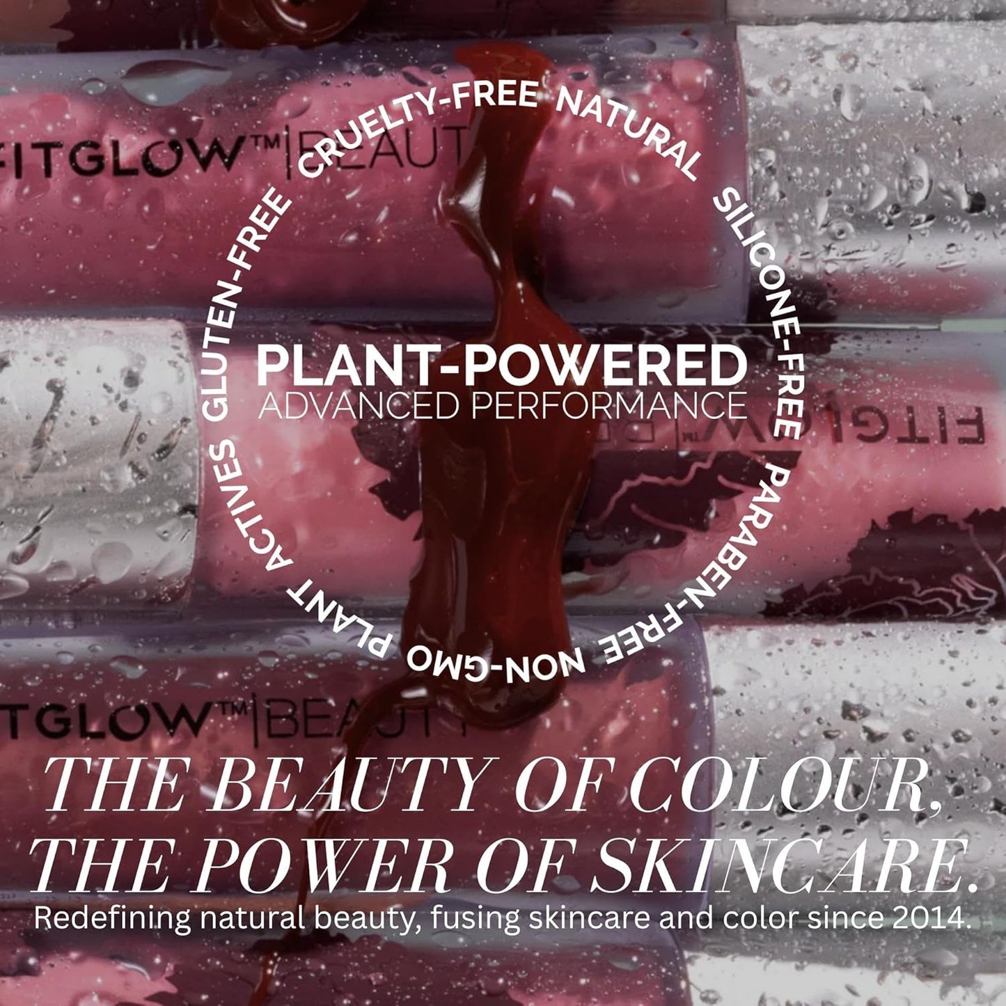 FITGLOW Beauty Lip Colour Serum | Hydrating Lip Gloss | Plumping Anti-Aging Lip Treatment | Natural Shine with Pomegranate Sterols & Collagen | Buildable Color for Dry Chapped Lips | Carotene - 10g