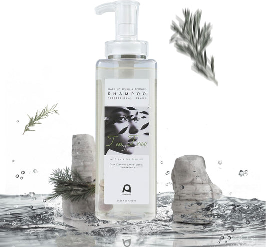 Makeup Brush Cleaner, Tea Tree Oil, Shampoo for Sponges & Puffs, Deep Cleaning, Antibacterial, Conditions Bristles, Gentle, Vegan & Cruelty-Free, Large Value Size, 25.36 fl oz