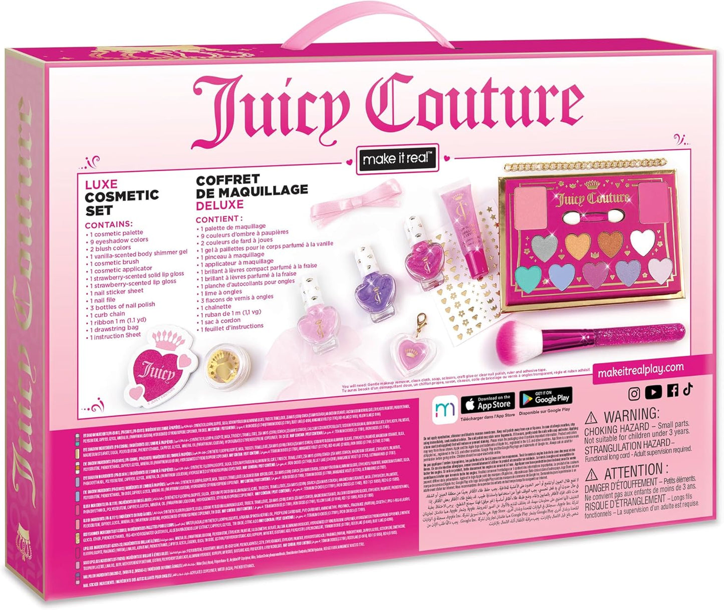 Make It Real: Juicy Couture Luxe Cosmetic Set - Lip Gloss Charm Bracelet, Nail Polish, Eyeshadow, Head to Toe Glam, Makeup Kit, Girls & Kids Ages 8+