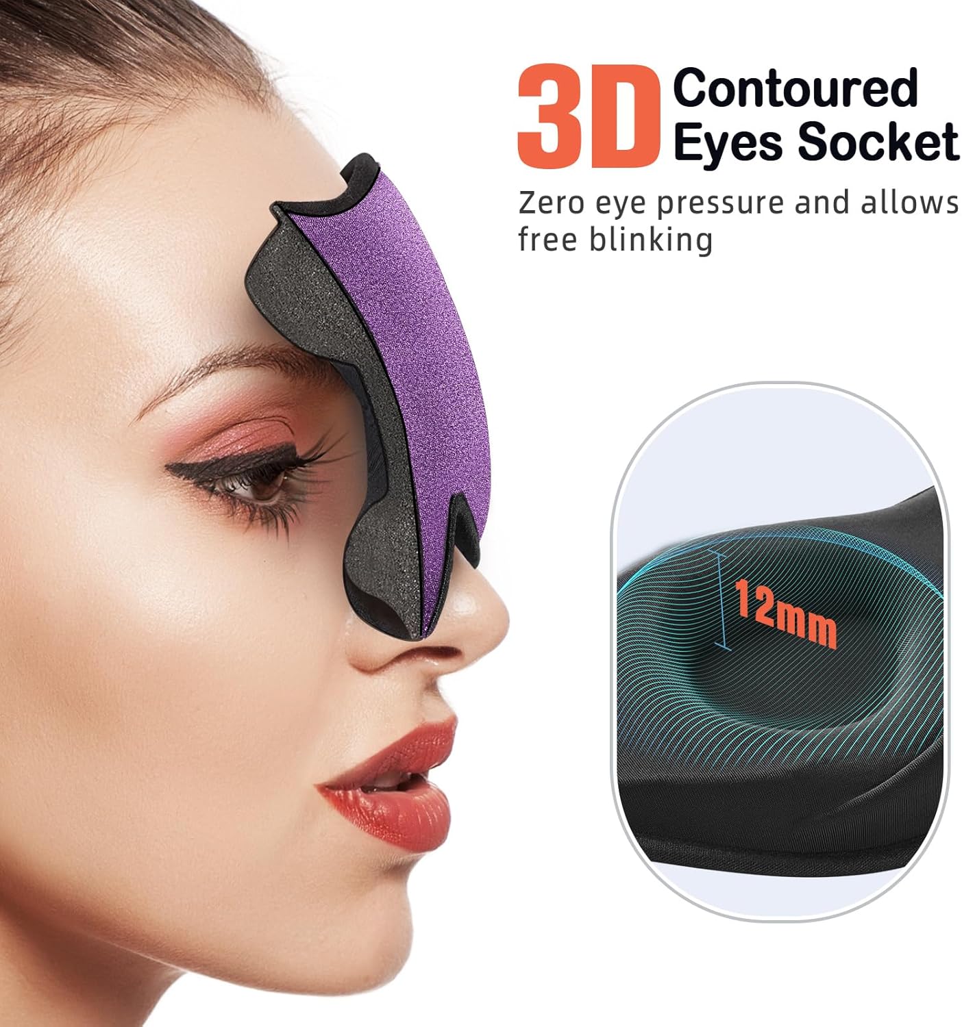 LitBear Sleep Mask for Side Sleeper Women Men, Eye Mask for Sleeping Light Blocking, 3D Contoured Cup Sleeping Mask, Soft Breathable Sleep Eye Mask with Adjustable Elastic Strap for Flight Nap