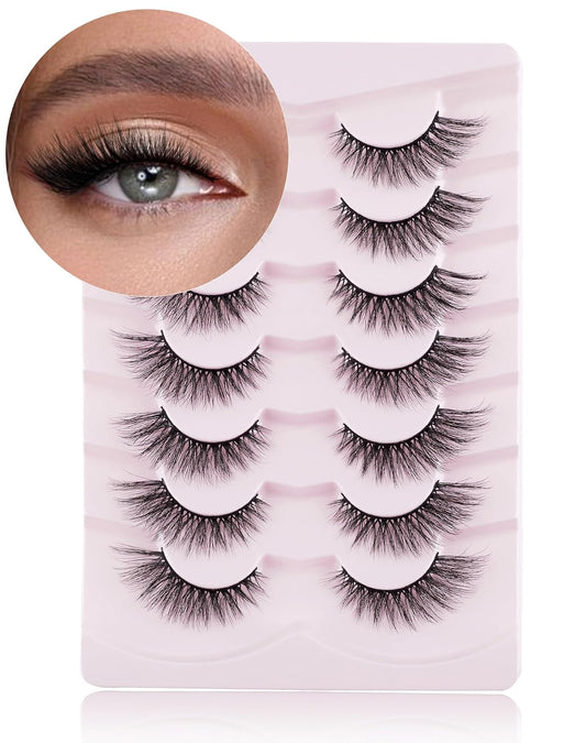 Onlyall Cat Eye Lashes Mink Lashes Fluffy Eyelashes Cat Eye False Lashes Fox Eye Lashes 7 Pairs F02