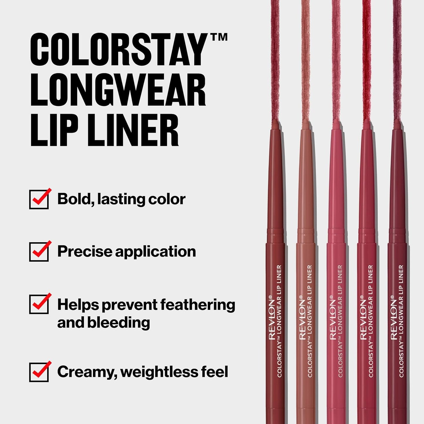 REVLON Colorstay Lip Liner Makeup with Built-In Sharpener, Longwear Rich Colors, Smooth Application, 640 Raisin, 0.01 oz