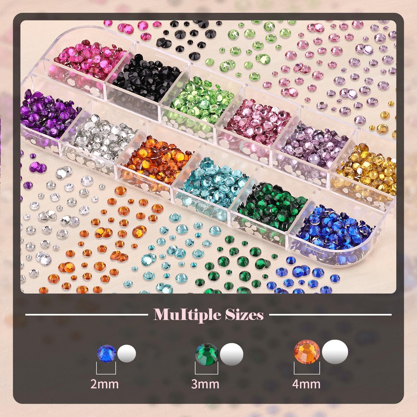 Nail Art Rhinestone Glue Gel&2 Boxes Flatback Gems Kit, 1 Tube of 15ml Rhinestone Gel Glue+Colorful Gems+Flat Back Round Glass Crystal AB&Clear Gemstones with Pickup Tools