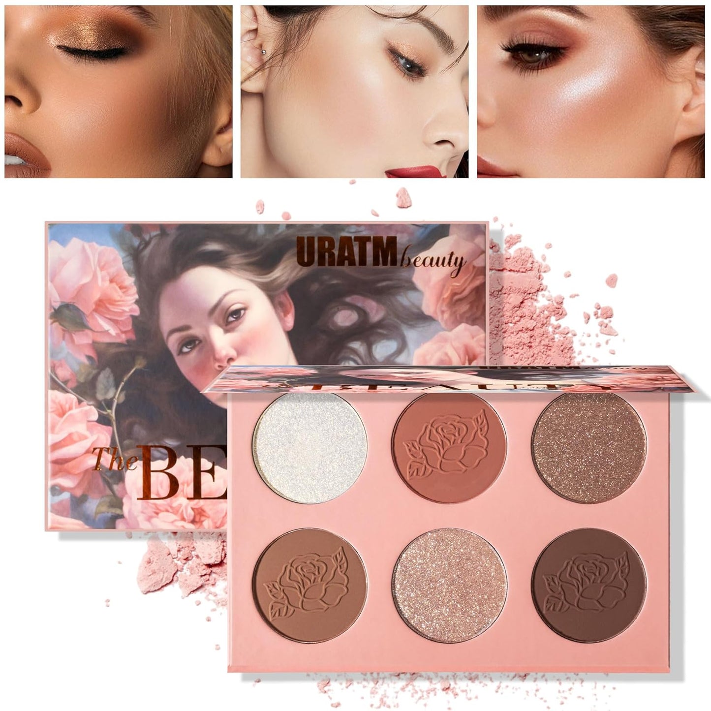 6 Color Rosé Blush Palette, Velvety Fine Texture, High Color Payoff, 3 Shimmer Shades, 3 Matte Blush Shades, Beginner-Friendly, Soft & Natural Colors, No Color Fading - Makeup Blush Palette