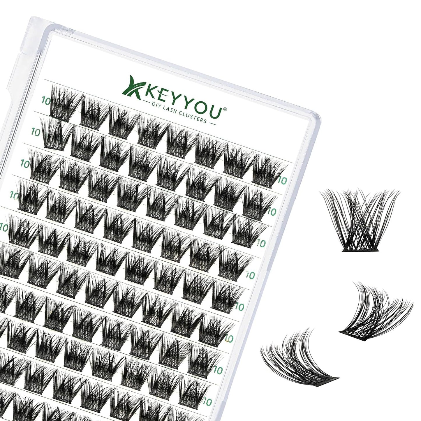 Lash Clusters 96pcs Individual Lashes Y01 D Curl 10mm Eyelash Clusters KEYYOU Volume Wispy Lash Extension Soft&Comfortable Easy DIY at Home(Y01 D-10mm)