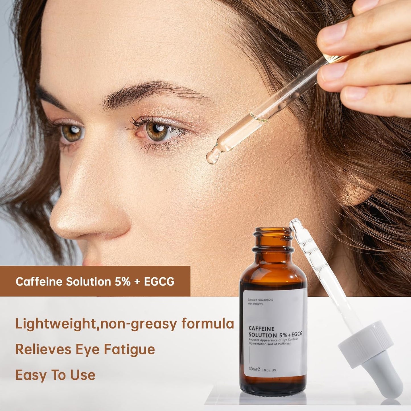 Caffeine Solution 5% + EGCG For Face, 30ML 2 PCS Moisturizing Caffeine Eye Serum For Dark Circles & Puffiness, Anti-aging Caffeine Serum.