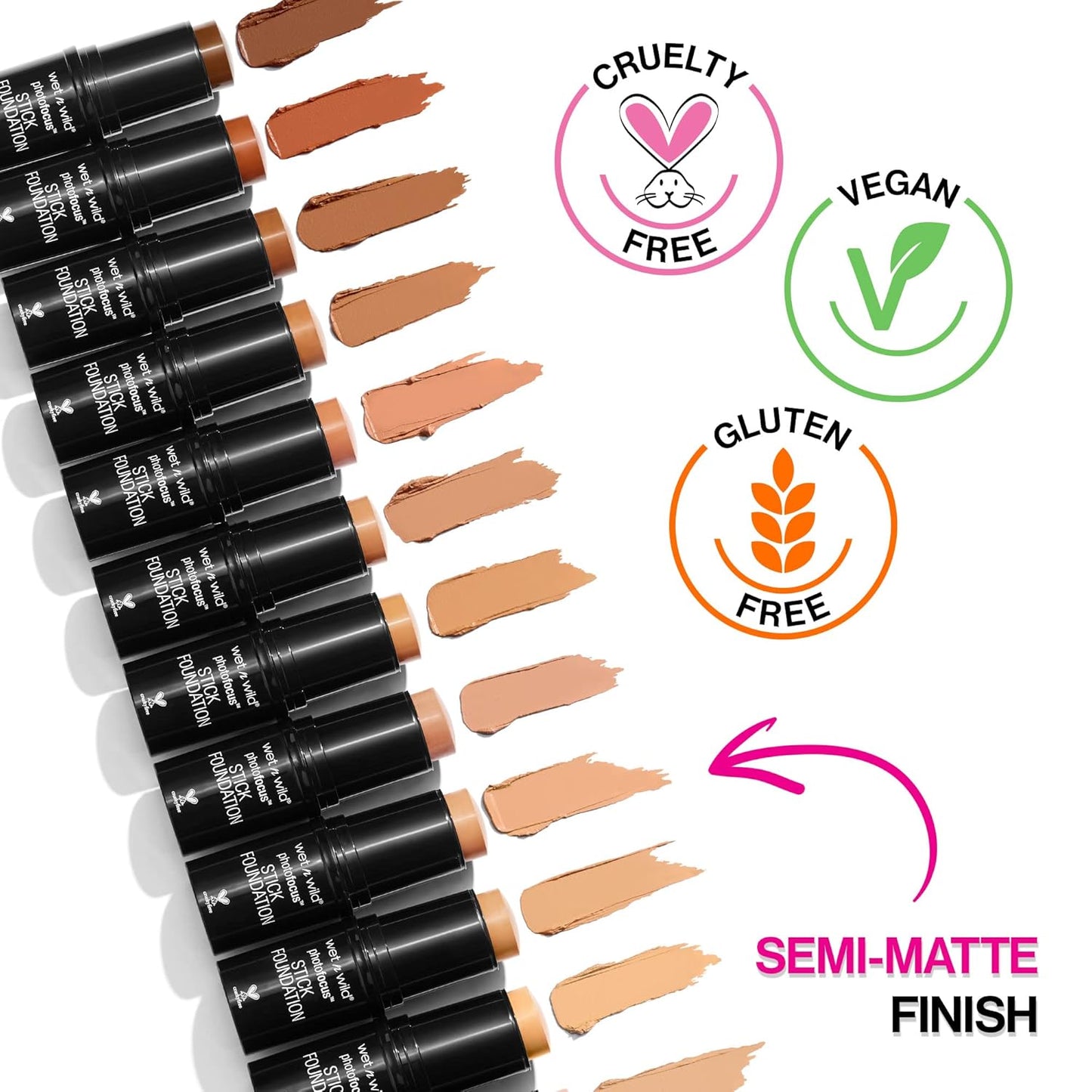 wet n wild Photo Focus Matte Foundation Stick Makeup Porcelain & Shell Ivory Vegan Cruelty-Free