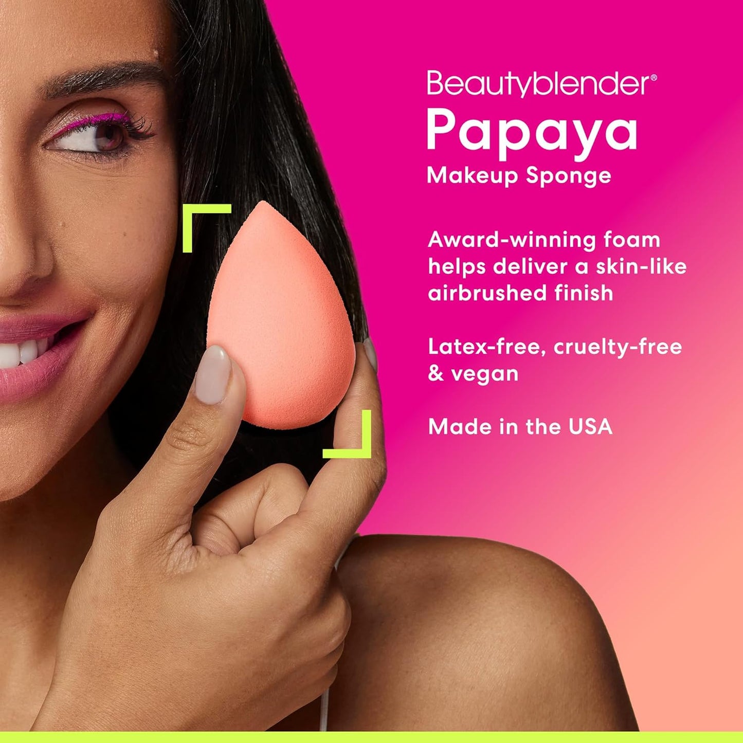 Beautyblender® | Papaya Beauty Blender Makeup Sponge, Super-Soft Foam Easily Blends Foundations, Powders & Creams, Made in USA, Reusable, Washable, Streak Free Application, Vegan, Cruelty Free
