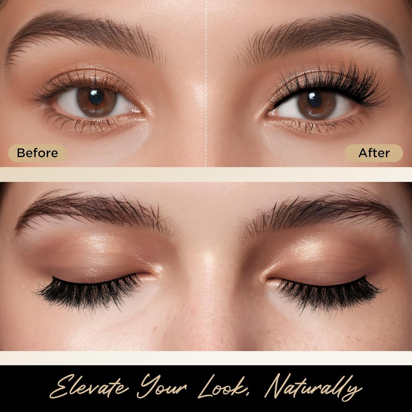 Bepholan Fales Eyelashes Natural Look Mink Fake Eyelashes 3-Pack Soft Band Cat Eye Lashes Manga Eyelashes Fluffy,XMZ208