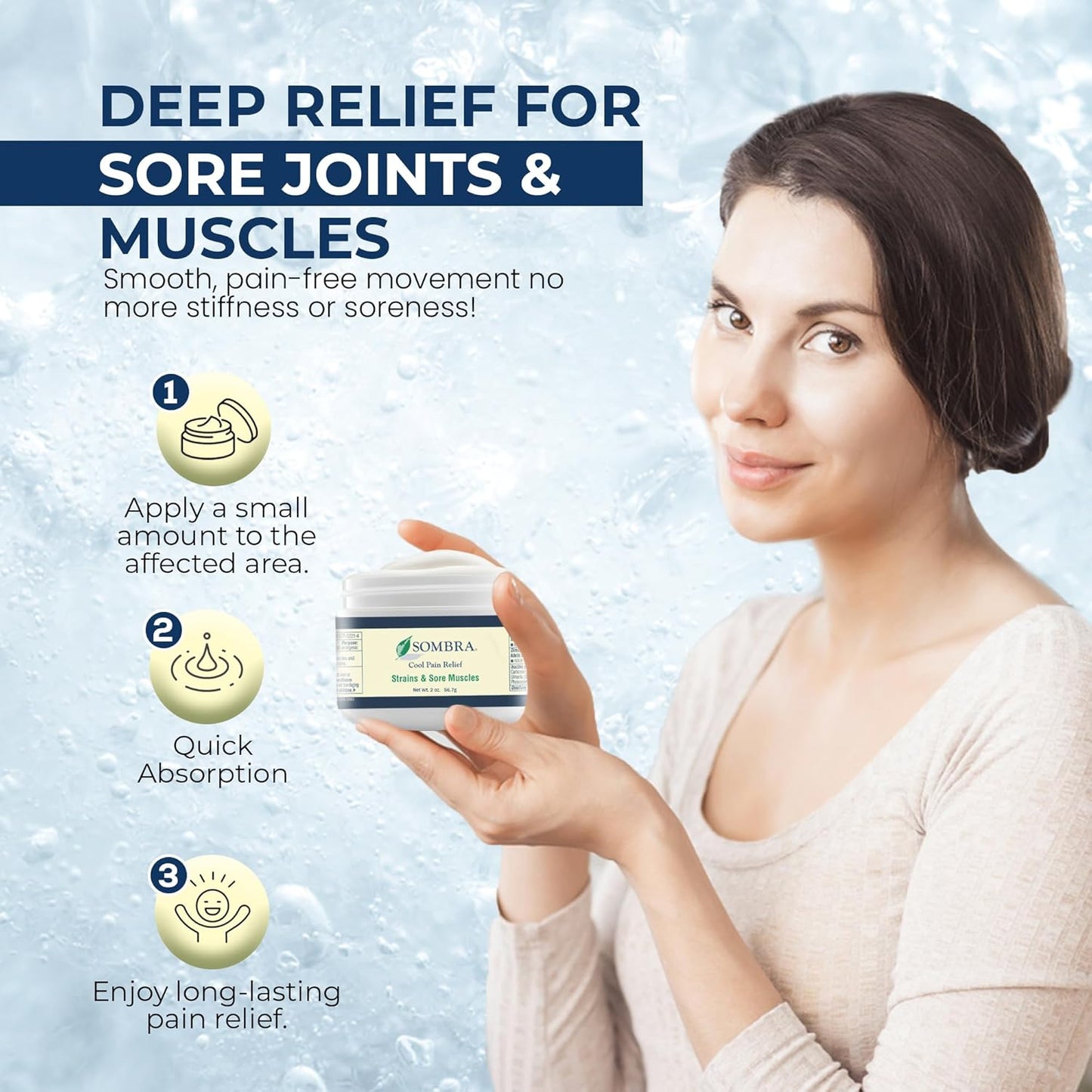 Sombra Cool Pain Relief Gel Cold Pain Relief for Swelling, Growing Pains, Soreness, Post-Workout, Vegan Formula Free of Artificial Fragrances, Dyes, NSAID, Wax, Petroleum, Alcohol - 2oz Jar (2 Pack)