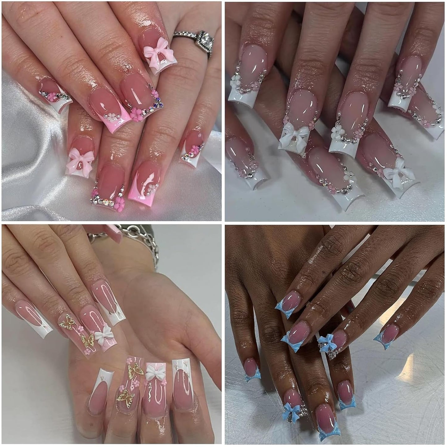 Nail Art Charms Flatback Nail Pearls Rhinestones with Rhinestones Glue Gel Flower Butterfly Nails Gems Supplies Accessories Clear Rhinestone for Women Nails Design Decoration