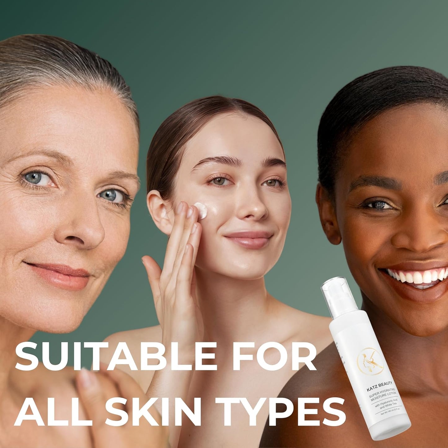 Katz Beauty Super Hydrating Moisture Lotion - Hyaluronic Acid & White Tea for Dry, Oily, Sensitive Skin, Non-Comedogenic Face Moisturizer, 5 fl oz