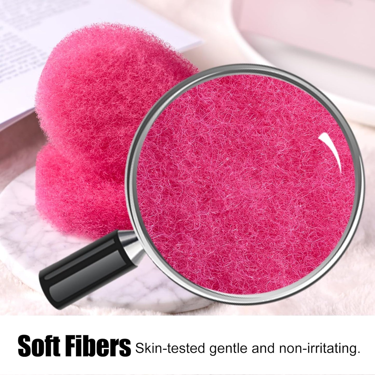 Face Scrubber BS-MALL – Exfoliating Facial Sponge for Deep Cleansing, Removes Blackheads, Remove Makeup, Perfect for Skin Care Routine 12 Pcs (Hot Pink-Soft Texture)