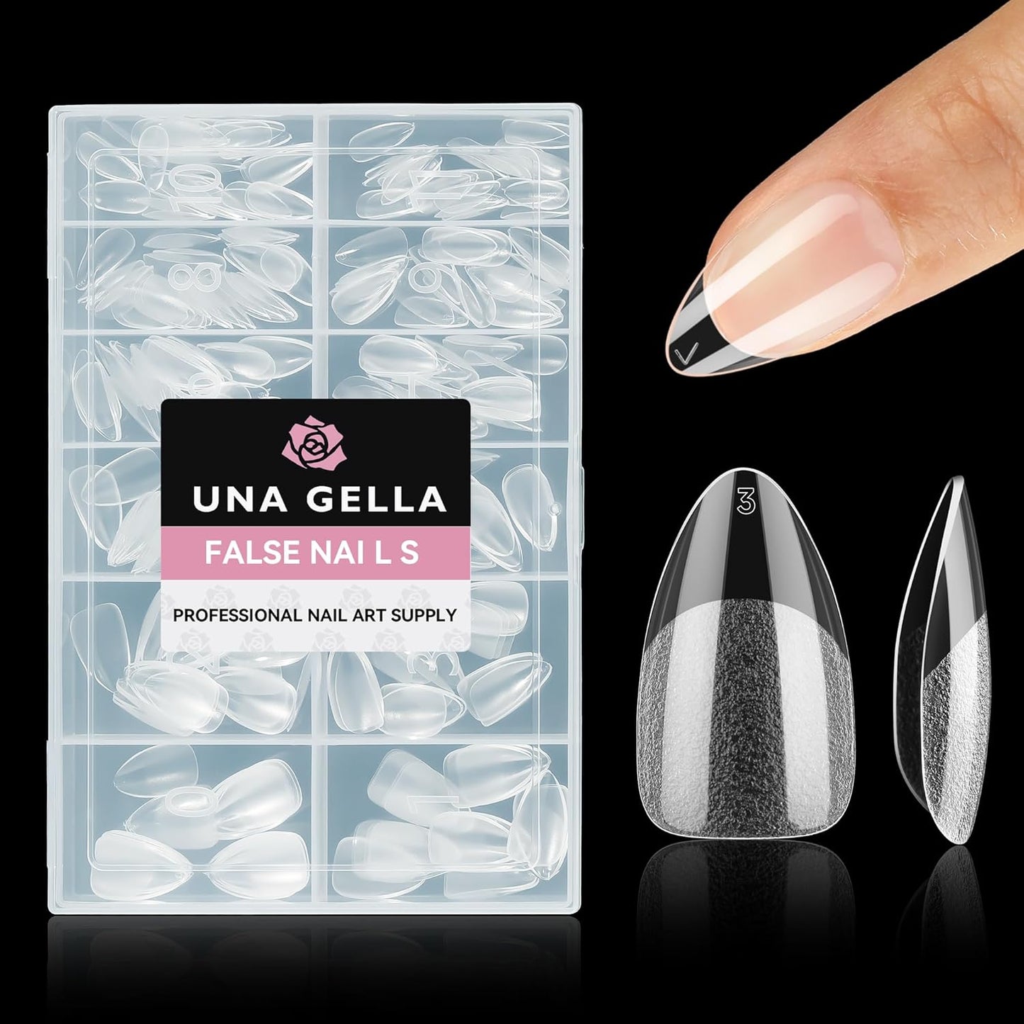 UNA GELLA Short Almond Nail Tips, 312pcs Short Almond Gel Nail Tips Shape Pre Etched Press On Nails Clear Acrylic Fake Nails No C Curve for Full Cover Nails Extension Home Art DIY Salon 12 Sizes
