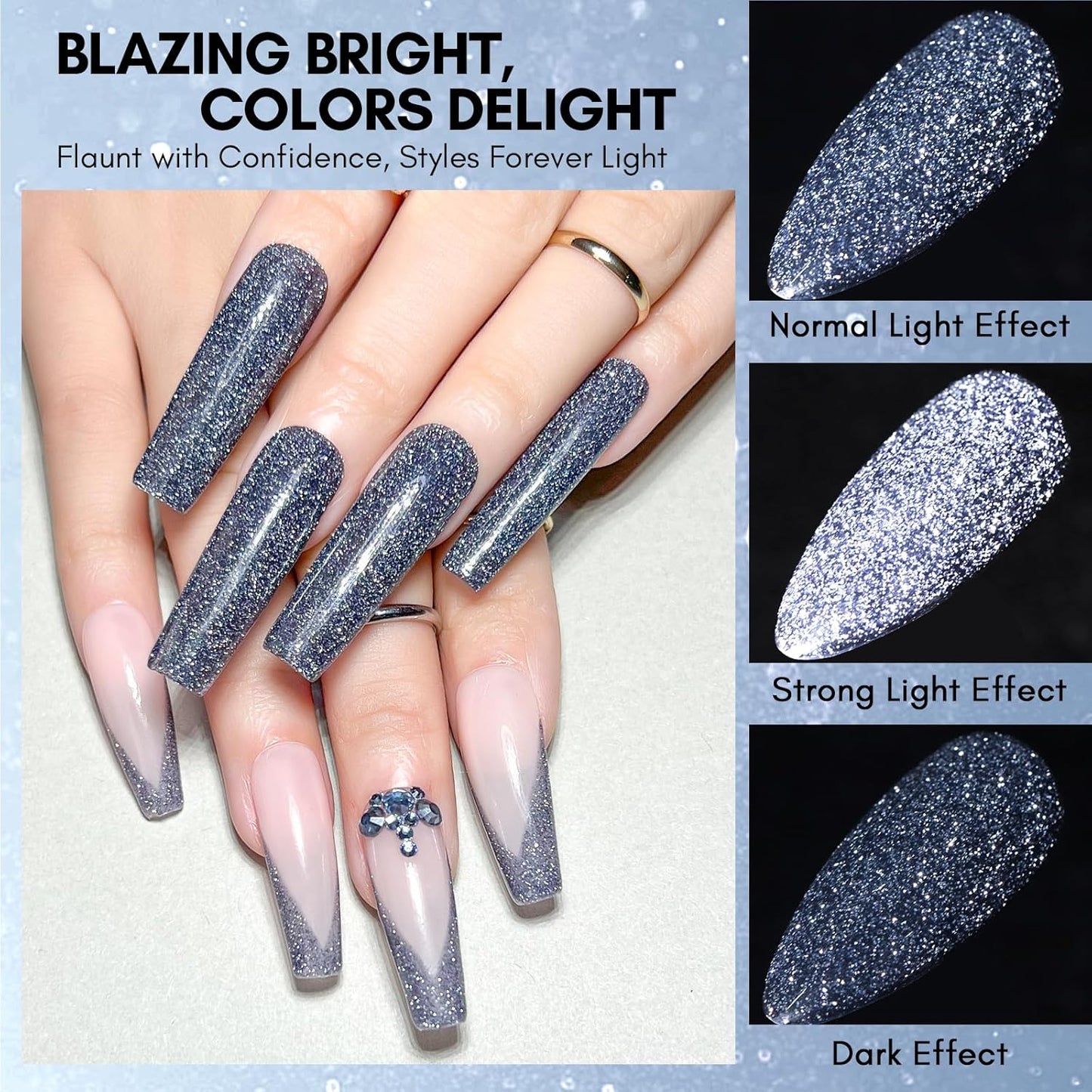 Makartt Glitter Gel Nail Polish - Flash Blue Diamond Reflective Gel, UV LED Soak Off for Nail Art Designs, 15ml DIY Home Salon Manicure, Heart of the Ocean