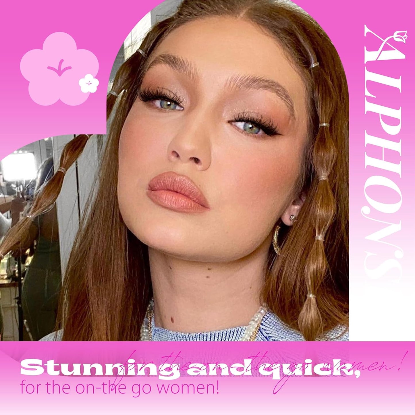 Reusable Self Adhesive Eyelashes Wispy Self Adhesive Lash Clusters Fluffy Press on Lashes Extension 10-16mm Glueless Lashes Clusters with Tweezers by ALPHONSE