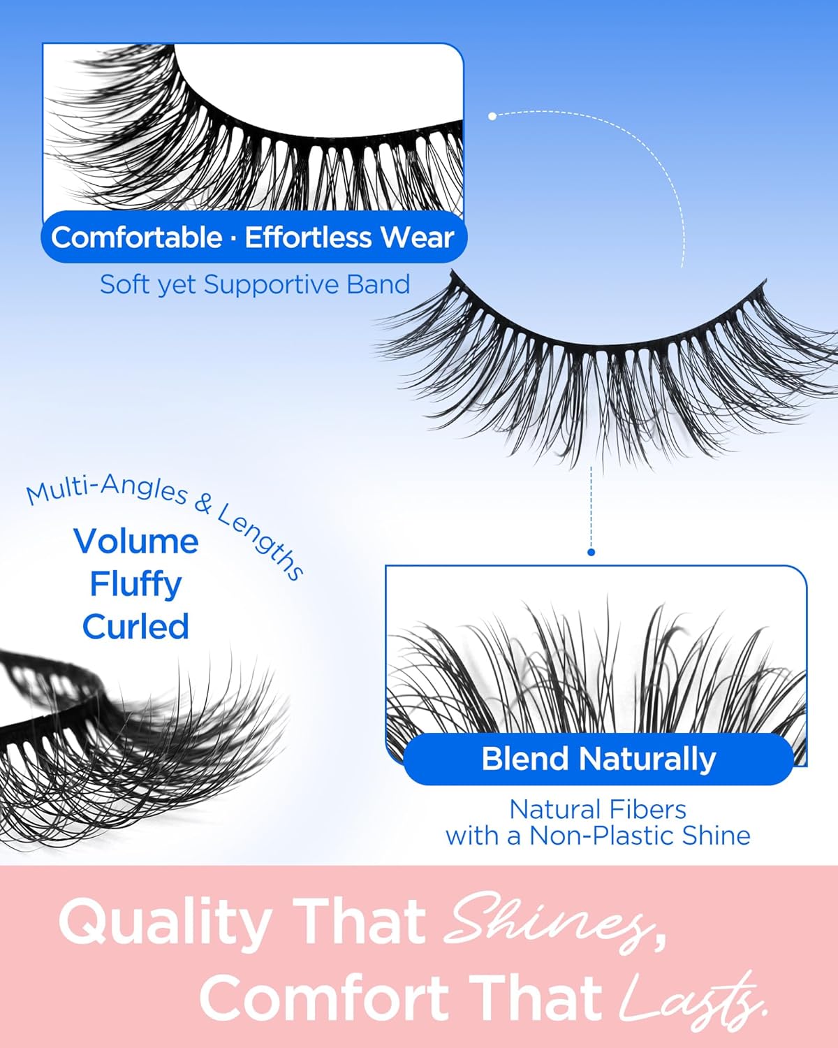BEYELIAN False Eyelashes 14 Pairs Eye Lashes 8-14mm Strip Lash Pack Soft 3D Volume Faux Mink Lashes That Look Like Extensions C219