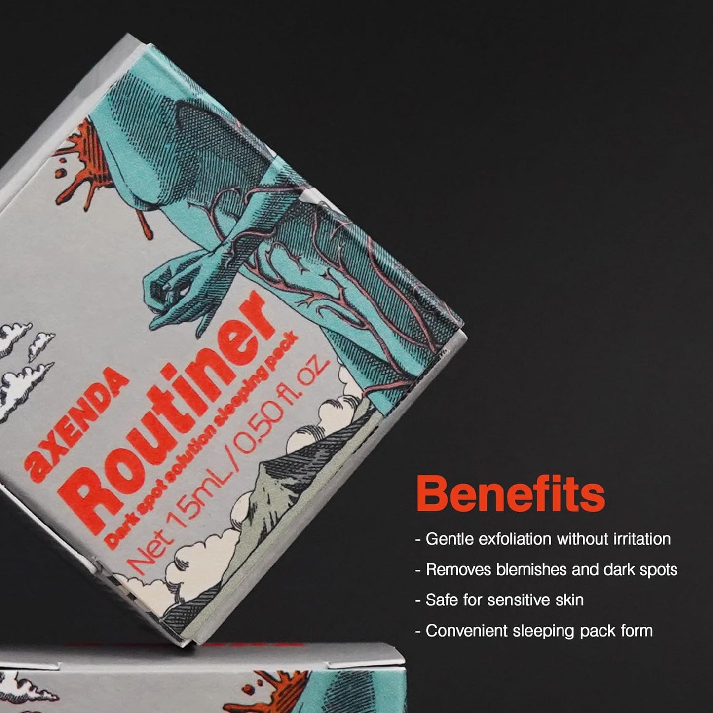 AXENDA Routiner, Gentle Exfoliating Sleeping Peel Pack, Dull, Pigmentation, Blackhead, Acne, Sensitive Skin, Korea skin care, AHA,BHA, PHA, 75ml/2.53 fl.oz.