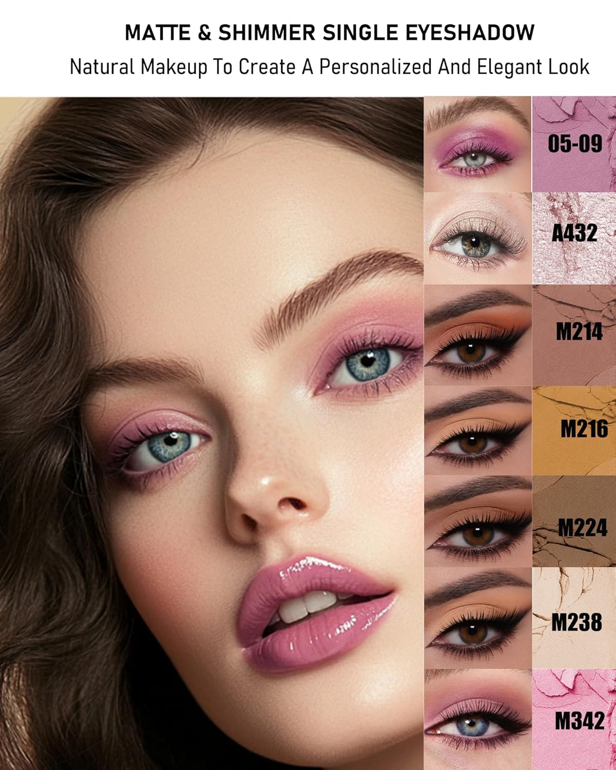 Single Matte Eyeshadow, Light Cocoa Nude Eye Shadow Brown Palette Makeup for Older Women, High Pigment Waterproof Pressed Eye Shadows Powder with Smooth Lightweight,Blendable for Daily Eye Look-214