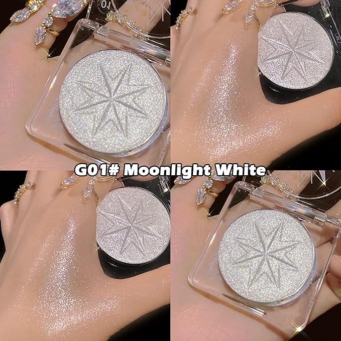 Erinde Pearl White Shimmer Glitter Highlighter Highlight Makeup Contour Powder, Silver Face Illuminator Highlighter, Highlighter Makeup iluminadores Illuminator for Face Body Cheek