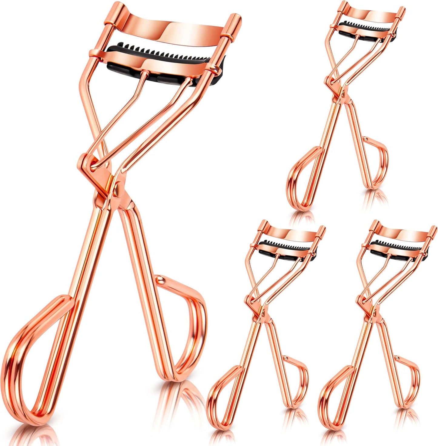 4Pcs Eyelash Curlers with Comb, Rose Gold Beauty Eyelashes Curlers with Built in Comb, Lash Curler Makeup Tool for Women and Girls