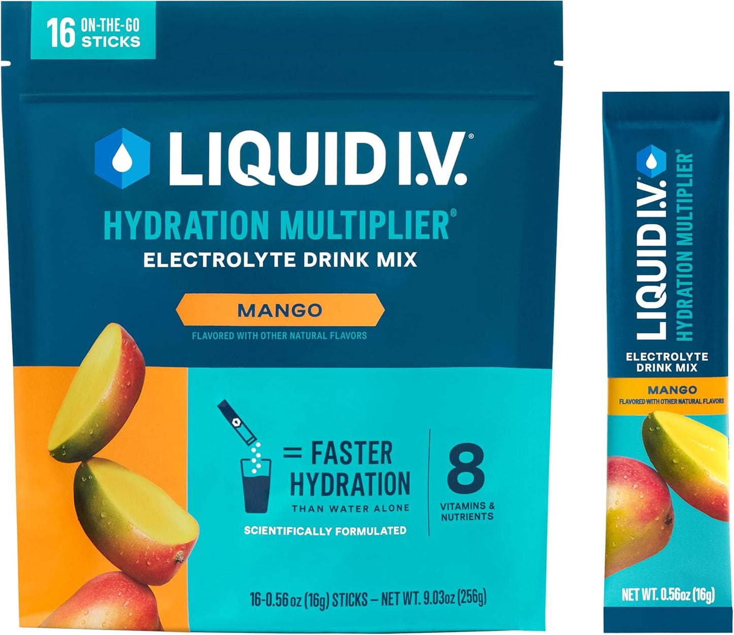 Liquid I.V.® Hydration Multiplier - Mango | Electrolyte Powder Drink Mix | 1 Pack (16 Servings)