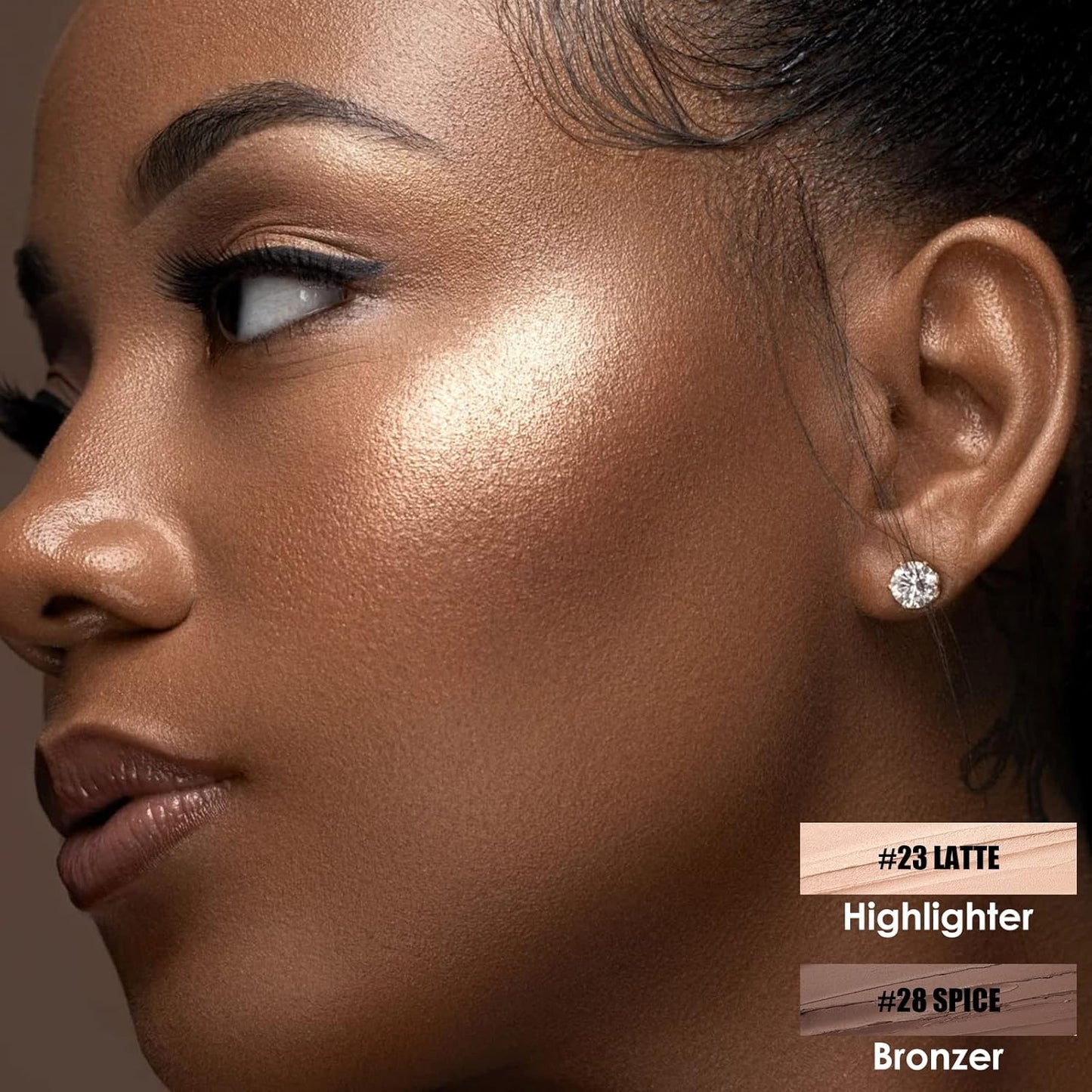 FOCALLURE 2 Pcs Mineral Cream Contour Stick,Moisturize Highlighter and Bronzer Pen,Non Stick Face Brightens & Shades Pencil,Long Lasting & Smooth Gliding Face Illuminator Makeup,Tan