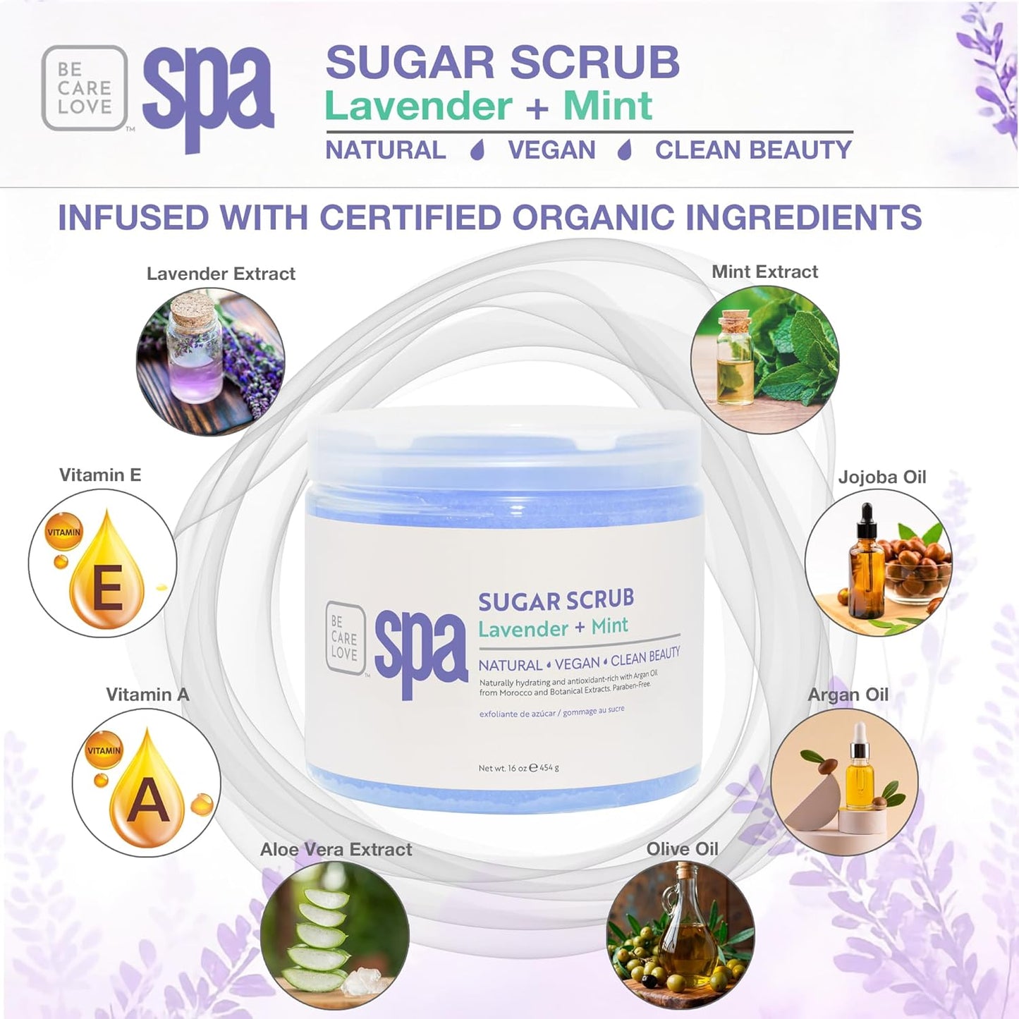 BCL SPA Sugar Scrub Lavender + Mint, 16 oz