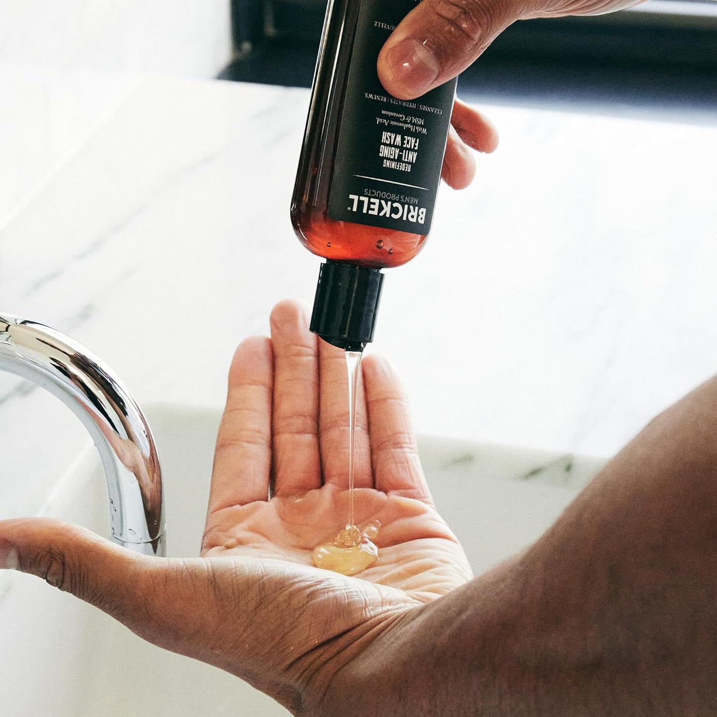 Brickell Men's Redefining Anti-Aging Face Wash For Men, Natural and Organic, Foaming Gel Face Wash Firms & Plumps Skin to Reduce Signs of Aging (Scented, 4 oz)