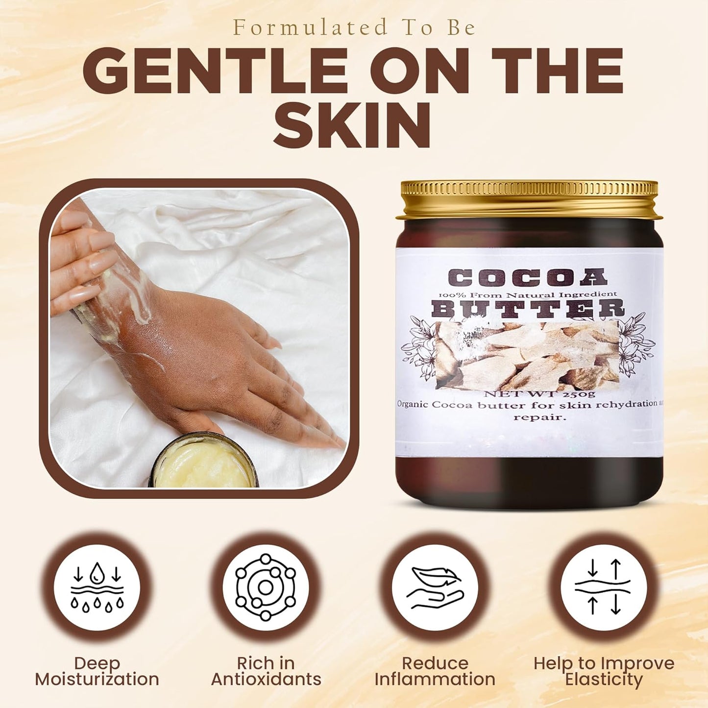 Cocoa Butter for Skin Care, Moisturizing and Nourishing, 1 Ounce (Pack of 1)