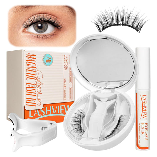 LASHVIEW Magnetic Eyelashes with Applicator, Soft Magnetic Lashes Natural Look Comfortable & Secure Fit Easy to Apply Reusable（XYT01)