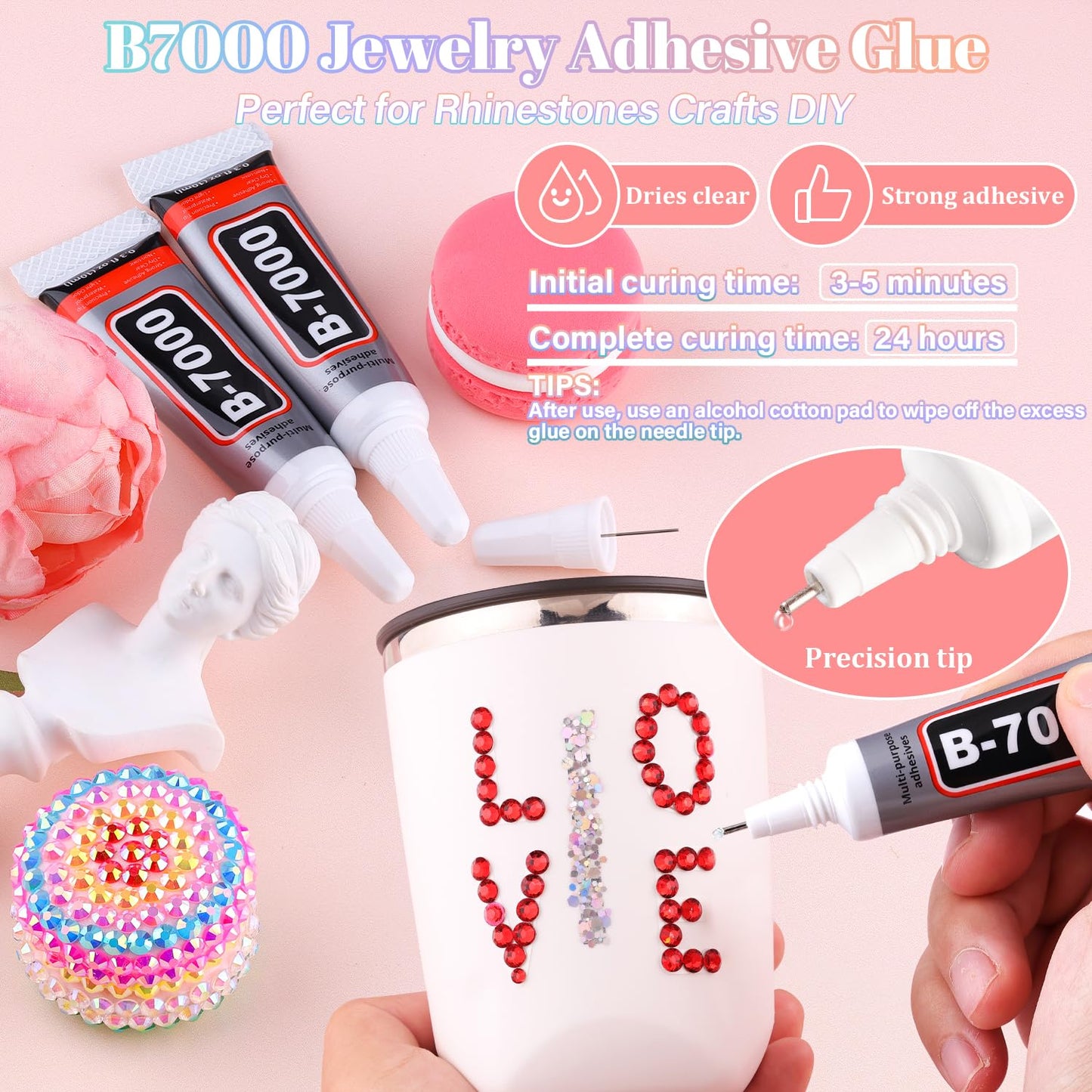 30000Pcs Resin Rhinestones for Bedazzling with 3Pcs B7000 Jewelry Glue, Red Flatback Gems Rhinestones for Crafting, Clothing Tumblers Mugs Shoes Fabric Decor Nail Art