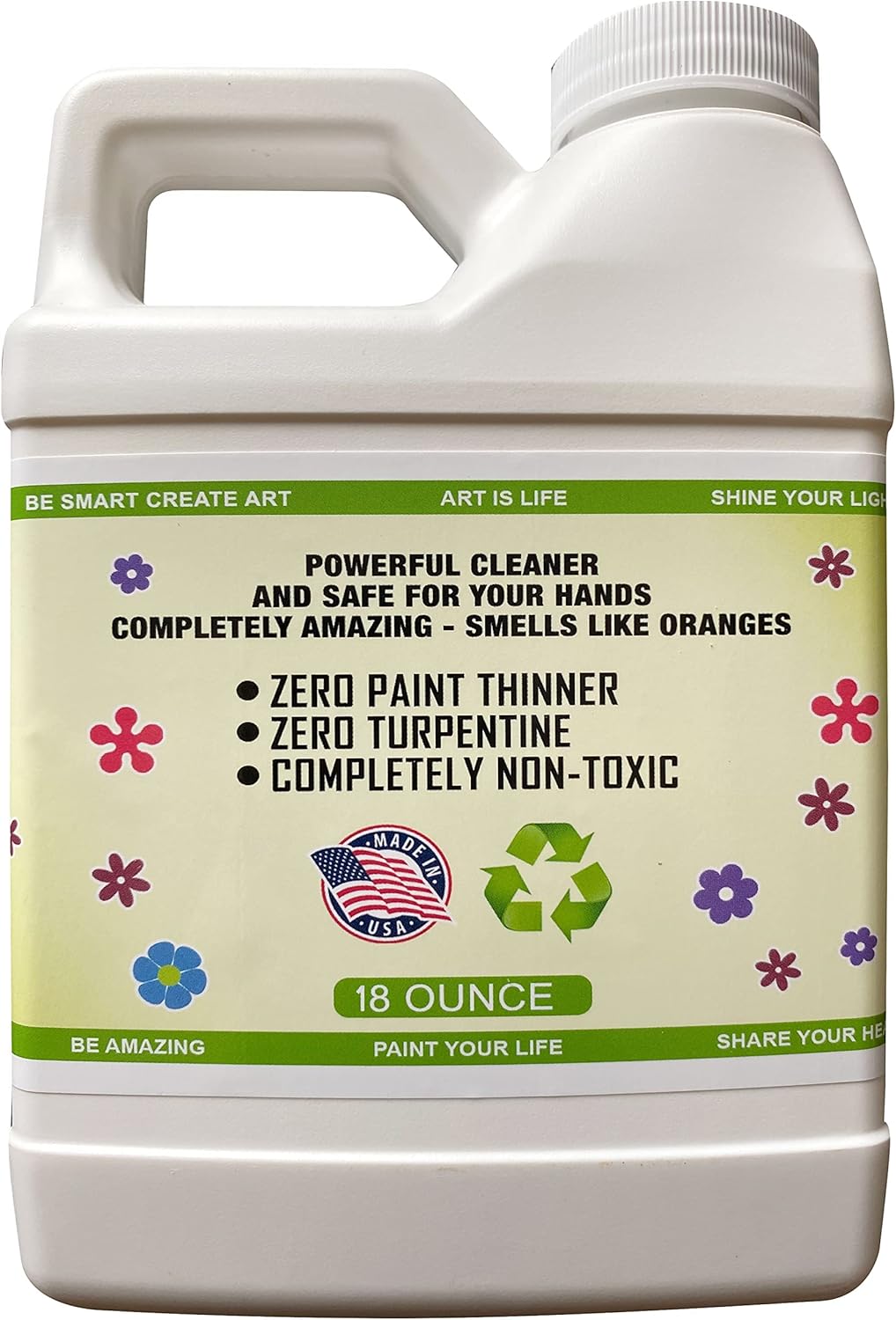 Green Piece® Paint Brush Cleaner and Restorer for Art Paint Brushes - 100% Natural - Non-Toxic - Wet or Dry Paint - No Chemicals - Oil or Acrylic Paints, Wood and Metal - Amazing Power - 18 Oz
