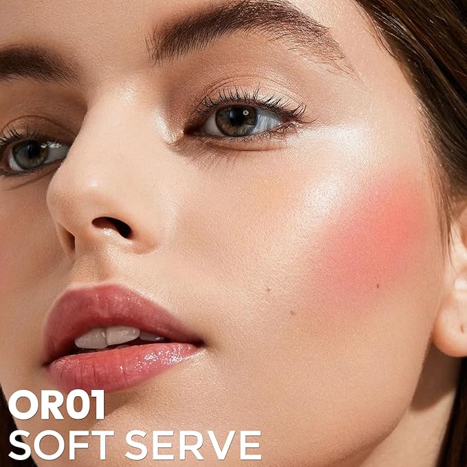 FOCALLURE Silky Cream Liquid Blush,Leaving a Matte Dewy Makeup Look,Easy to Apply and Create a Natural Flush,Long Lasting and Lightweight Cheek Blush Face Makeup,SOFT SERVE