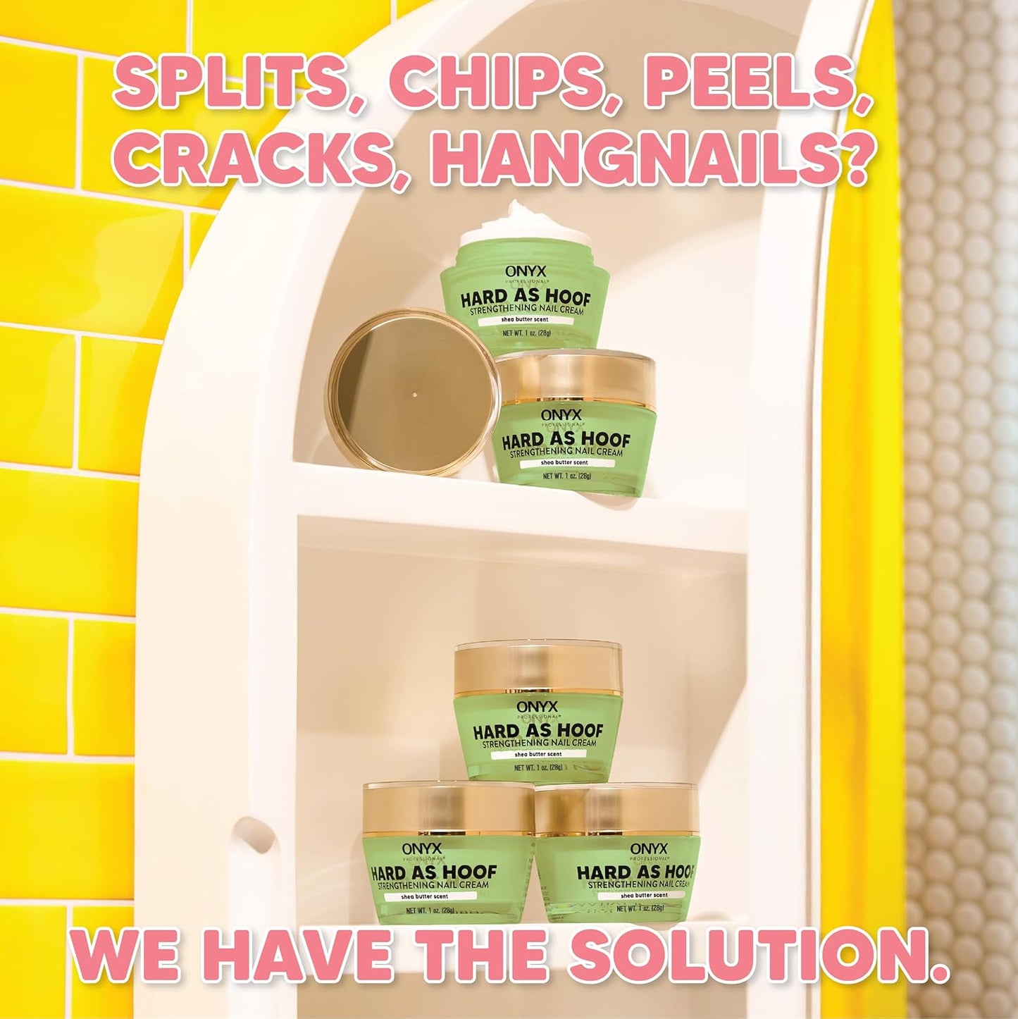 Onyx Professional Hard as Hoof Nail Strengthening Cream, Shea Butter Scent - Nail Growth & Conditioning Cuticle Cream Stops Splits, Chips, Cracks & Strengthens Nails, 1 oz