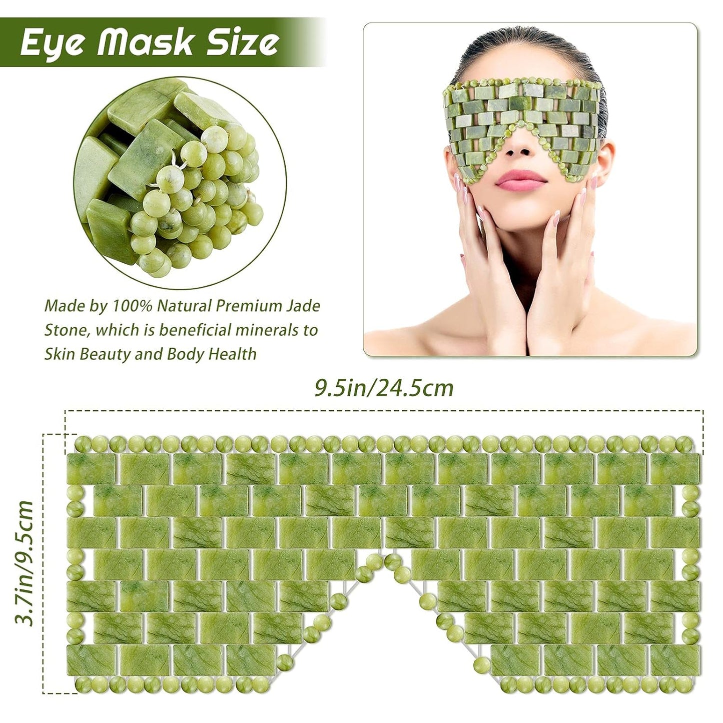 SATINIOR Jade Eye Mask Stone Eye Mask Hot or Cold Using Jade Mask Green Jade Facial Eyes Sleeping Mask Relief Eye Cover for Women Men Soothing, Cooling and Relieving