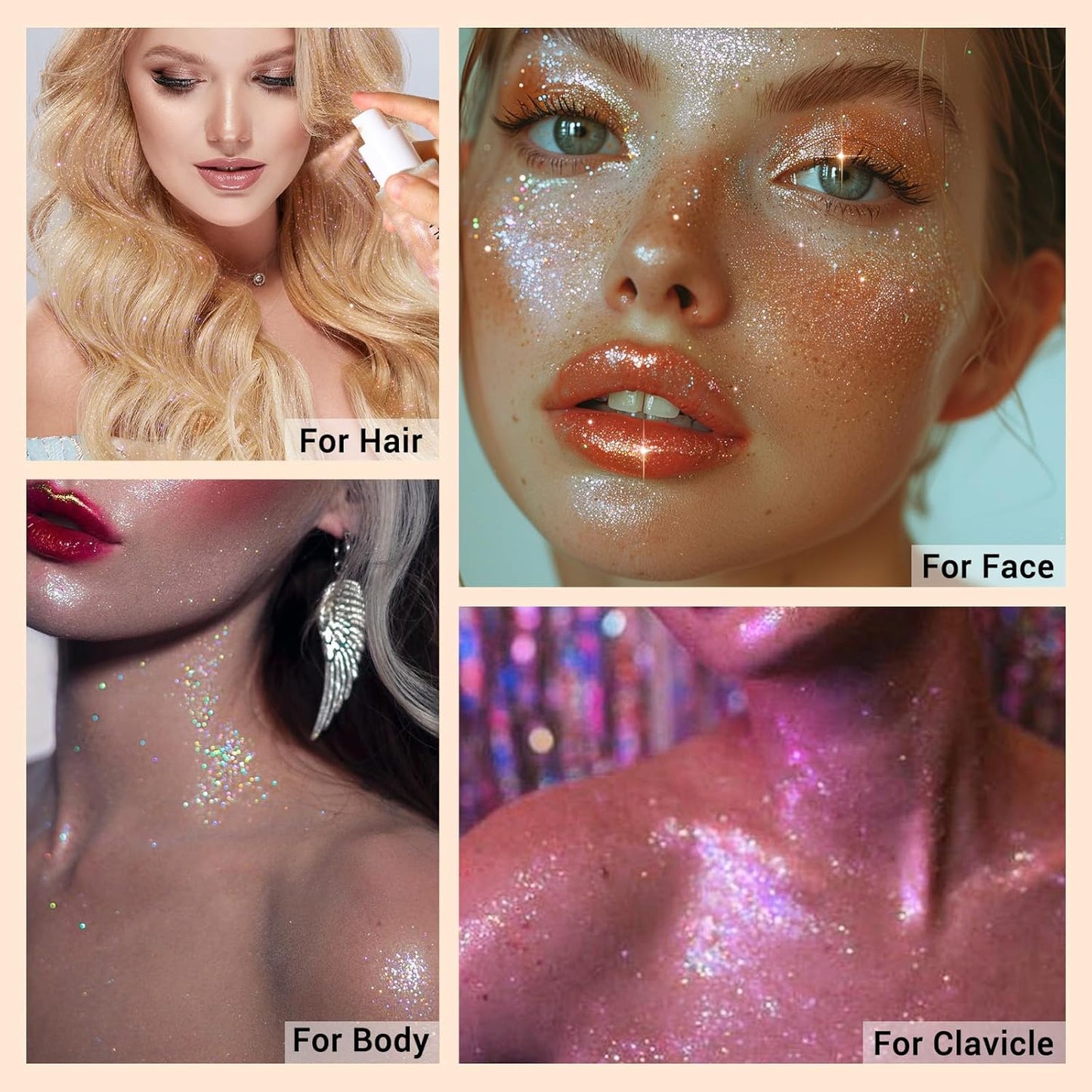 Face Liquid Highlighter Shimmer Body Spray for Hair and Skin, Luminizer Glow Spray for Face, Moisturizing Bronze Shimmer Illuminator (M2, Standard)