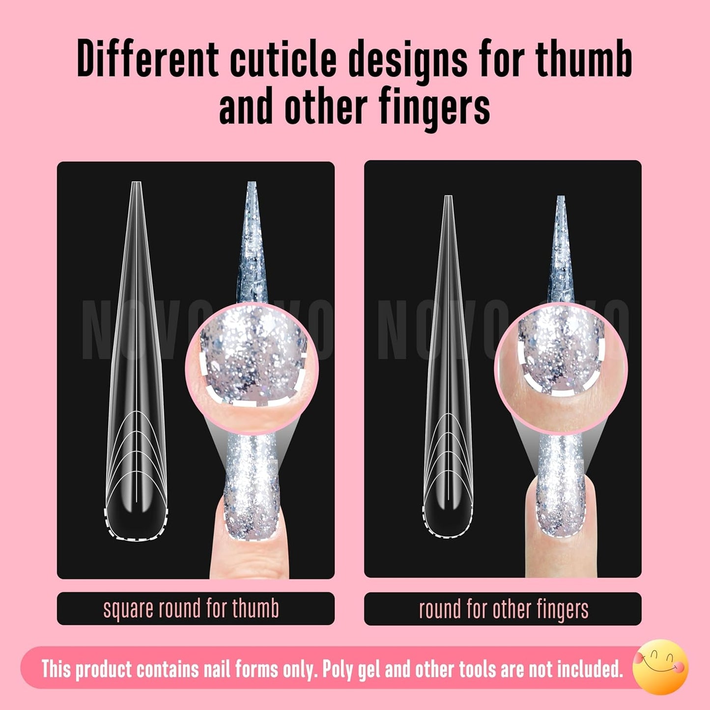 Hallowee Extra Long Stiletto Butterfly Wing Arrow Nail Dual Forms for Polygel Extension, NOT NAIL TIPS, XXXXL 4XL 5XL, Reusable Full Cover Molds For Builder/Harde/Polygel 70 Pcs x 14 sizes