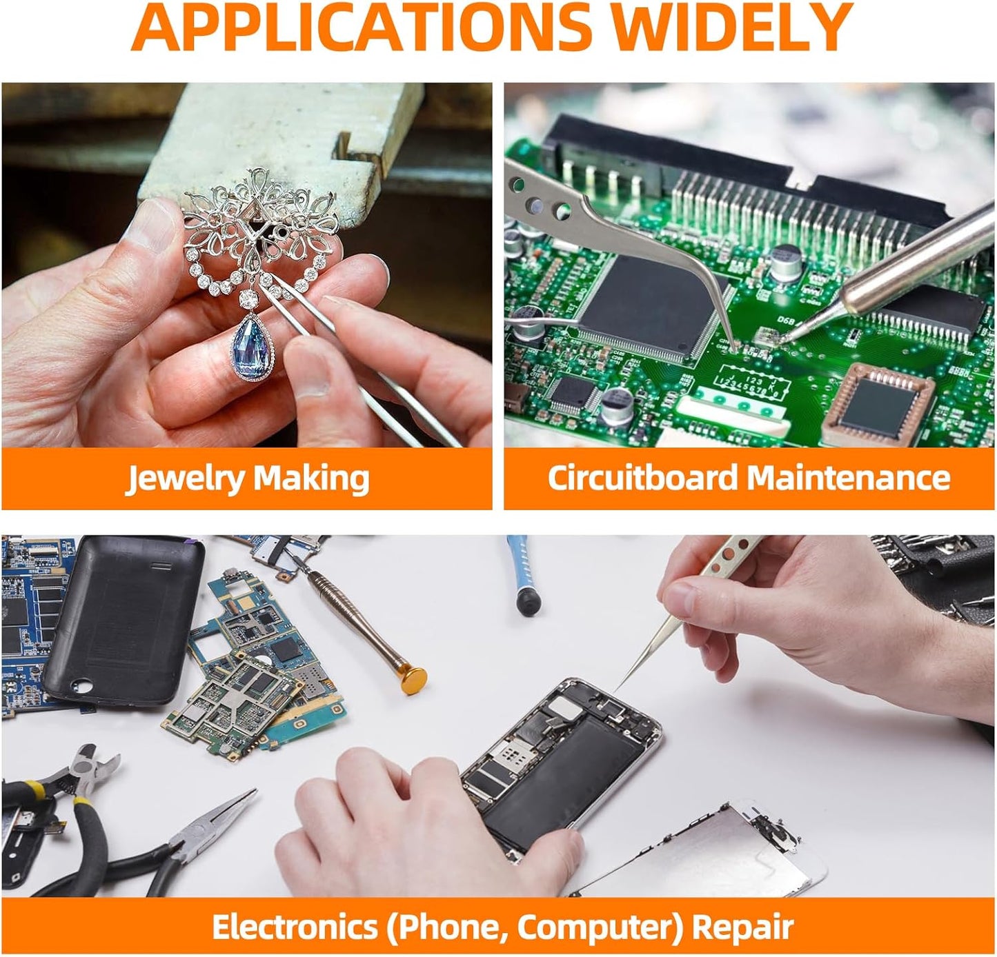 FEITA Precision Tweezer Set - Tweezers for Crafts, Jewelry, Lash Extensions, Electronics & Hobby Tools