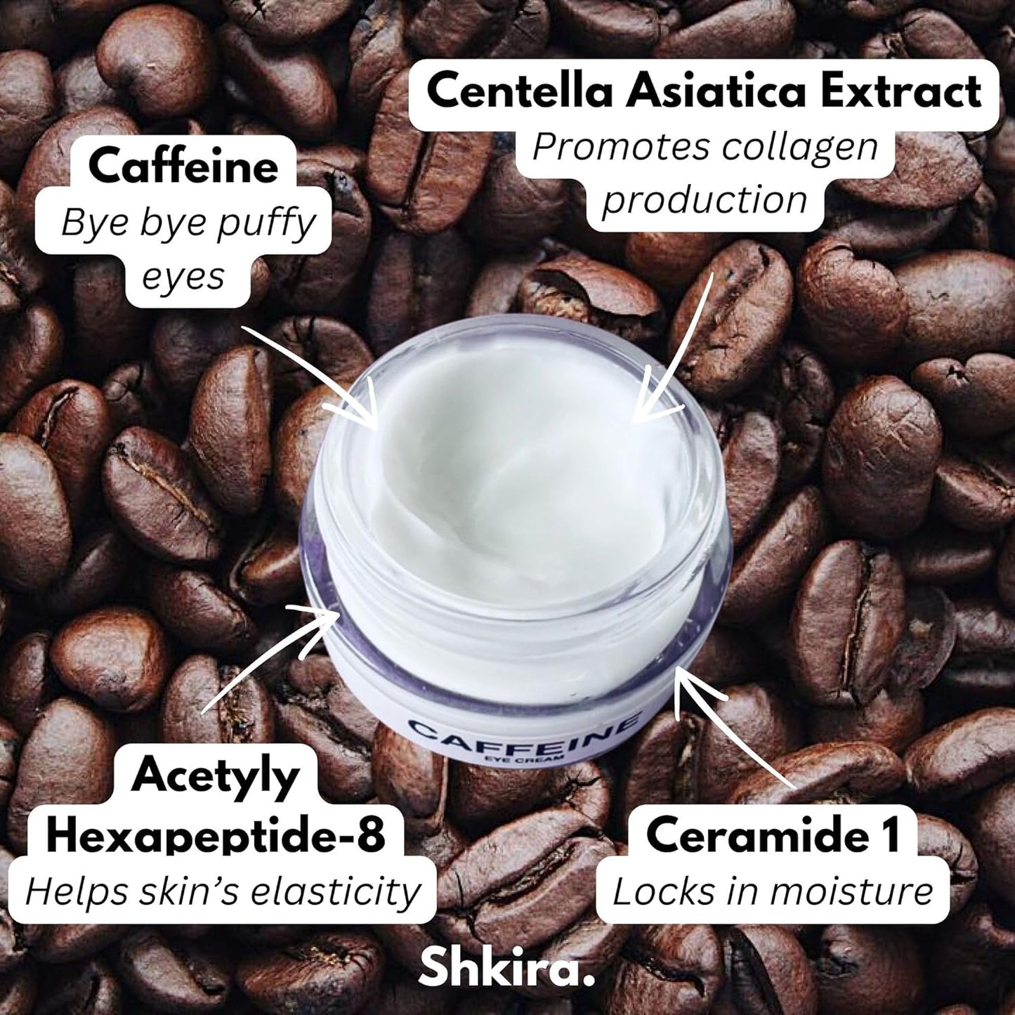 Caffeine Eye Cream | 5% Caffeine I Under Eye Cream for Dark Circles | Get Rid of Bags Under Eyes I Best Eye Cream For Wrinkles | Eye Cream For Women | Eye Cream For Men | Crema Para Ojos