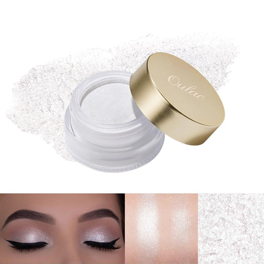 Oulac Shimmer White Cream Eyeshadow Primer| Highlighter Waterproof & Long Lasting Glitter Eyeshadow Natural Color Eye Shadow for Women 6g (01)