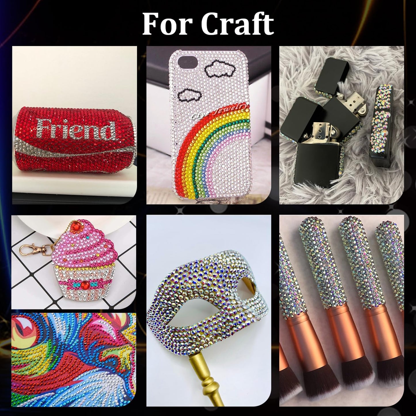 Rhinestones for Nails, Manicure Gem, Flatback Glass Crystal AB + Transparent Clear Gemstones and Colorful Resin Beads, 2-5mm Round Gems for Professional Salon DIY Nail Art with Pickup & Dotting Tools