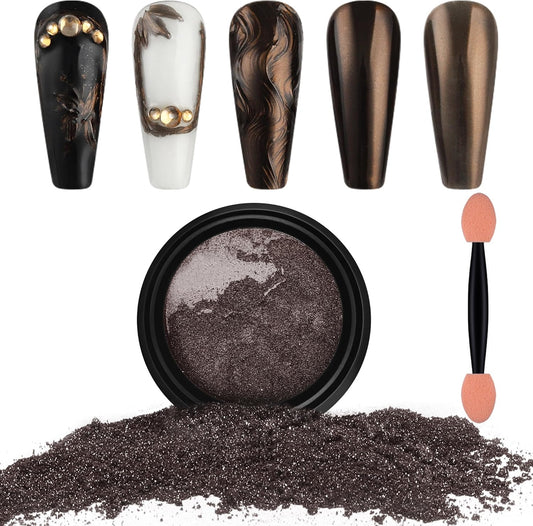 Artdone Chrome Nail Powder, Coffee Color Iridescent Aurora Powder Metallic Mirror Effect Pigment Pearlescent Mermaid Pigment Pearl Glitter Dust Kit, Nail Art Decoration, Resin Craft