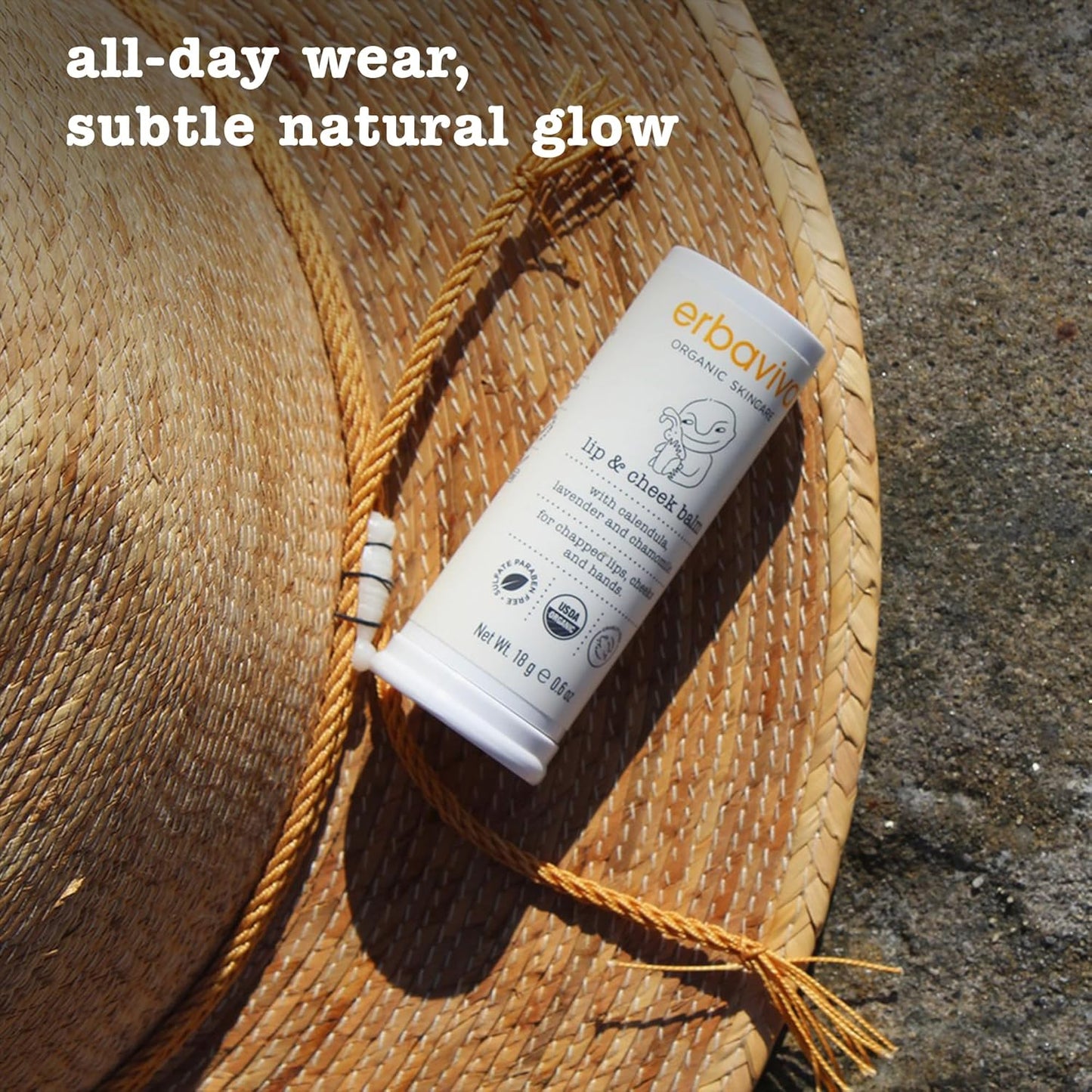 Erbaviva Organic Lip & Cheek Balm – Moisturizing Stick for Baby & Adults | USDA Organic, Shea Butter & Calendula for Dry, Chapped Skin | Lip, Cheek & Hand Protection