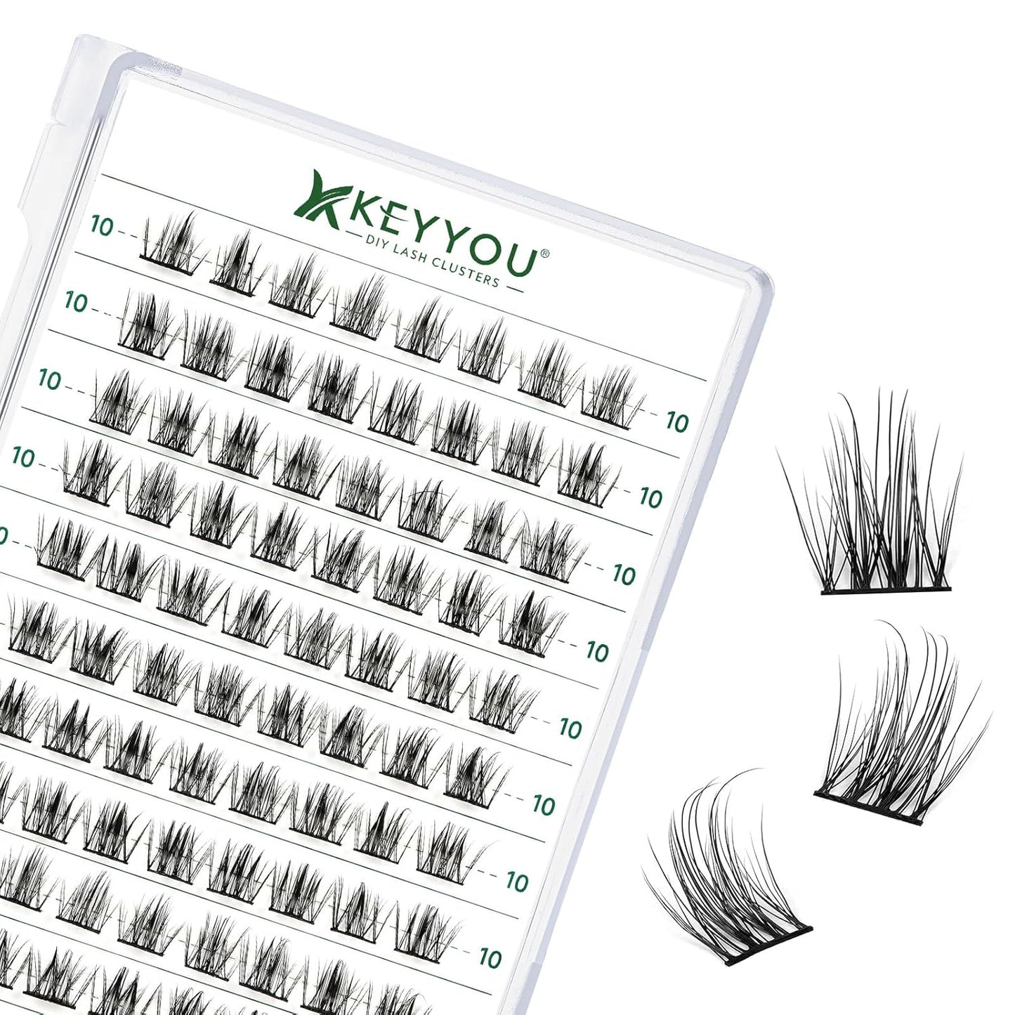 Lash Clusters 96pcs Individual Lashes D Curl 10mm Eyelash Clusters KEYYOU Volume Wispy Lash Extension Soft&Comfortable Easy DIY at Home(Y15,D-10mm)