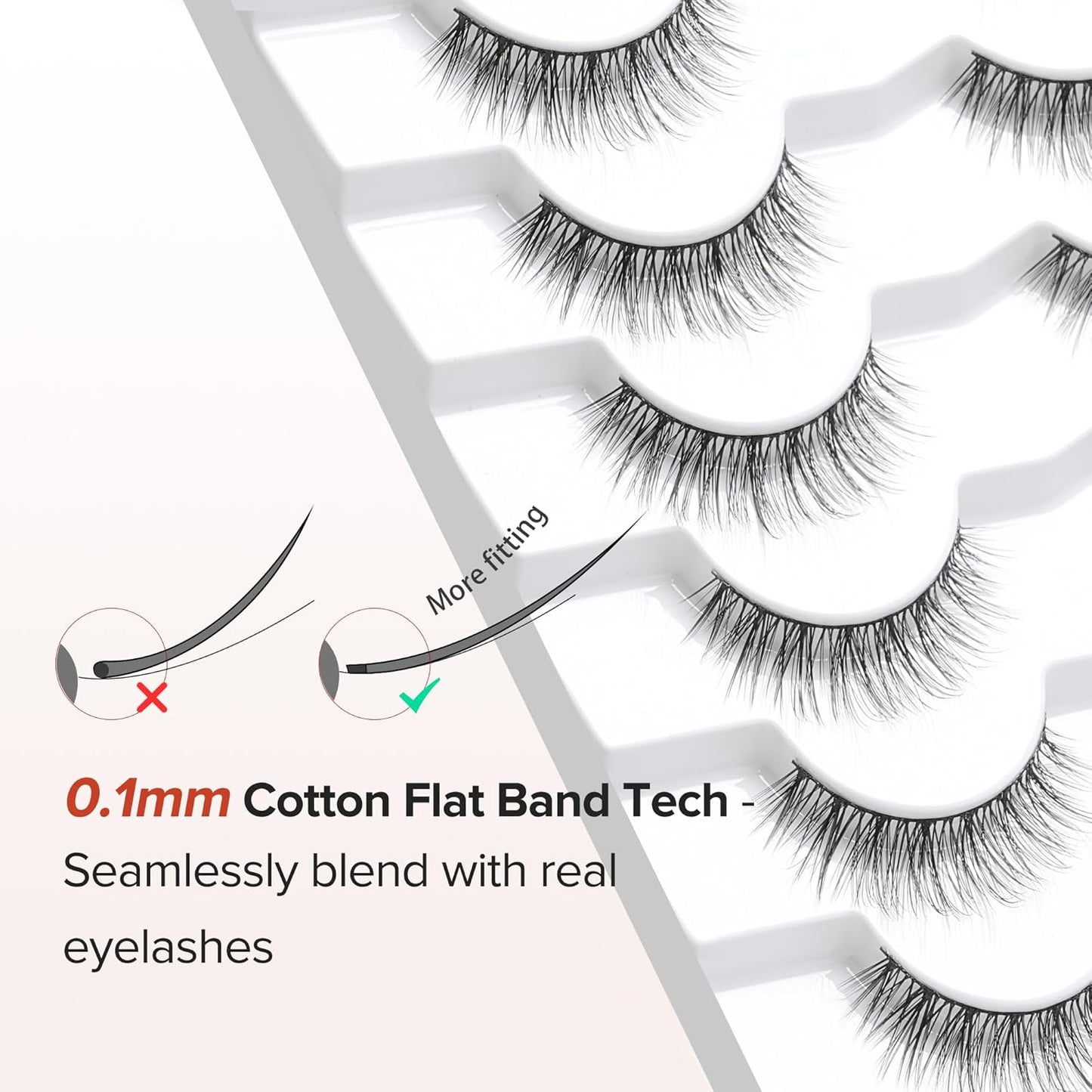 Lashes Wispy False Eyelashes Natural Look 10mm Short Lashes with Thin Band Siligli Fake Eyelashes 3D Volume Lashes Natural Short Eyelashes 7 Pair