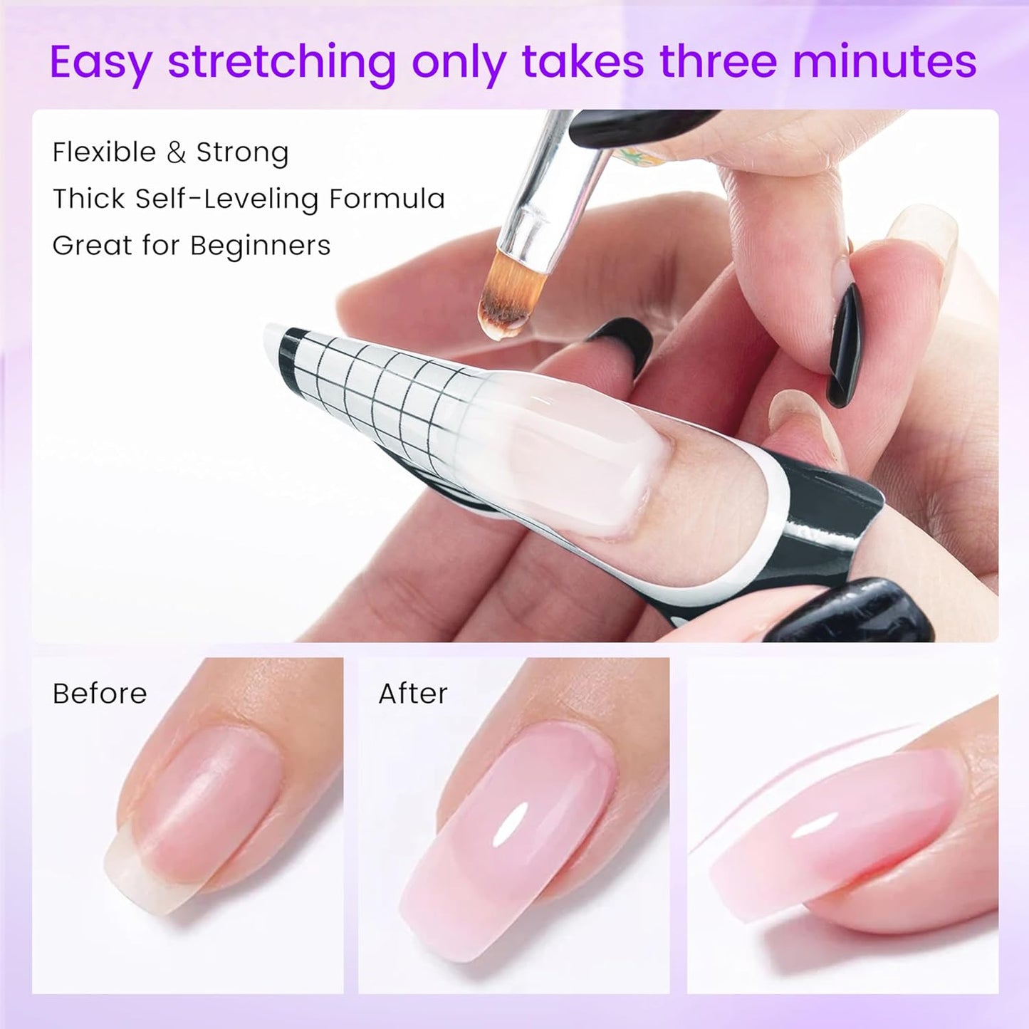 Nail Forms for Gel Builder Self Adhesive NailExtension Stickers for Poly nail Gel and Acrylic with Tip Sculpting NailForms Nail Art for Home & Salon (Black 100)