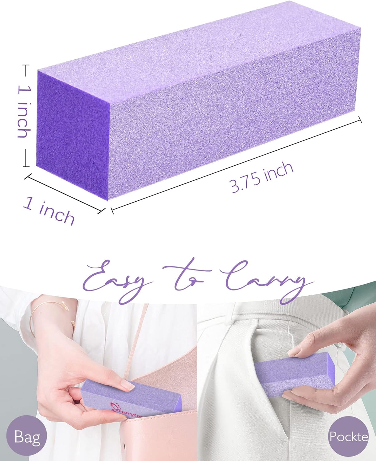 Maryton Nail Buffer Blocks, Professional 4 Way Buffing Block Files 100/180 Medium Grit for Natural and Acrylic Nails, 12 PCS