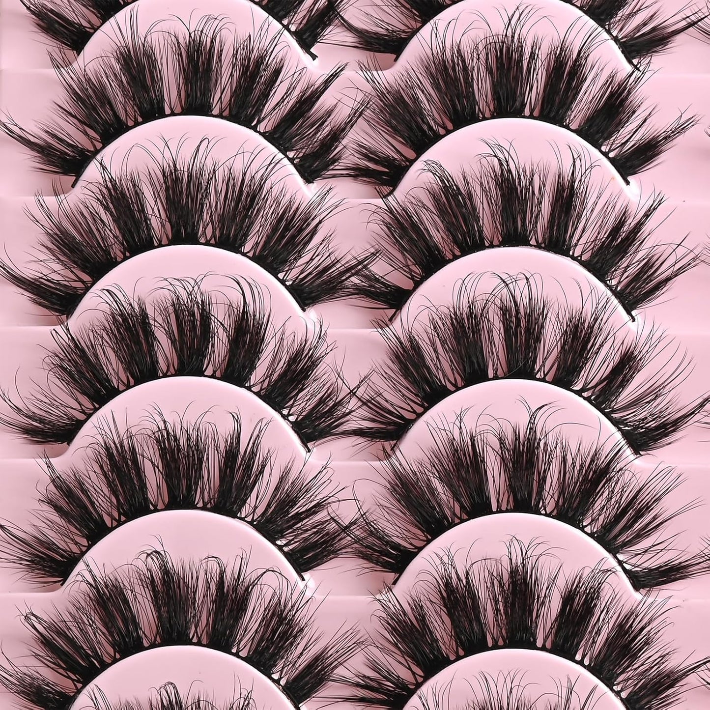 FARRED Fluffy Lashes Natural Eyelashes Short Wispy Eye Lash Strips 14 Pairs Separated Volume Eyelash Pack 17mm Dramatic Wispies Fake Strip Lashes Clusters Cat Eye Pestañas Spiky Look (F6 | 11-17mm)