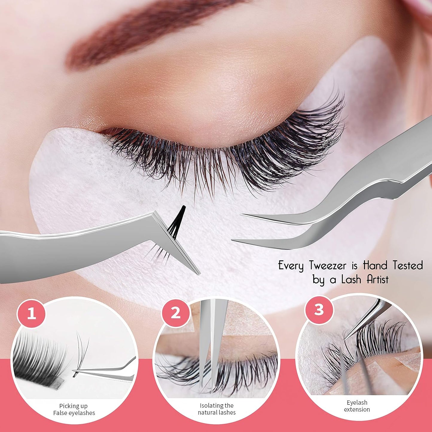 SIVOTE Lash Tweezers for Eyelash Extensions Tweezers for Volume, Isolation & Classic Lashes